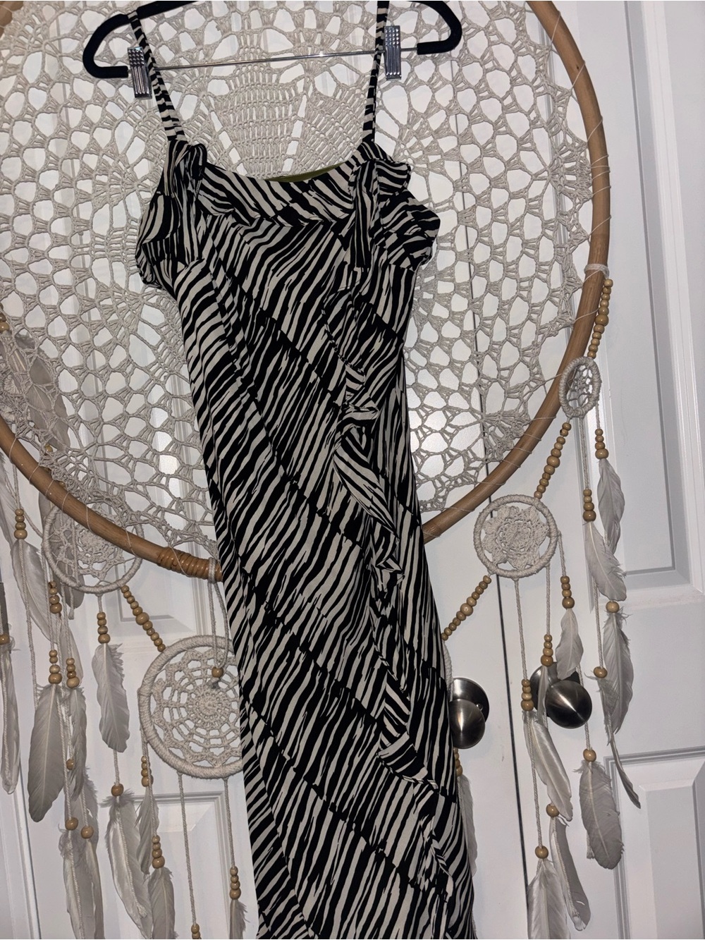Donna Ricco Vintage Sleeveless Zebra-Print 100% Silk Dress A00369